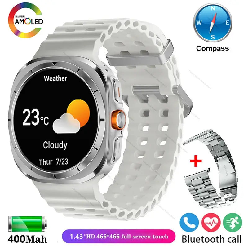 2025 New Watch Ultra Official Original Smartwatch 47mm AMOLED ChatGPT GPS NFC Compass Clock Bluetooth Call Smart Watch Men Women