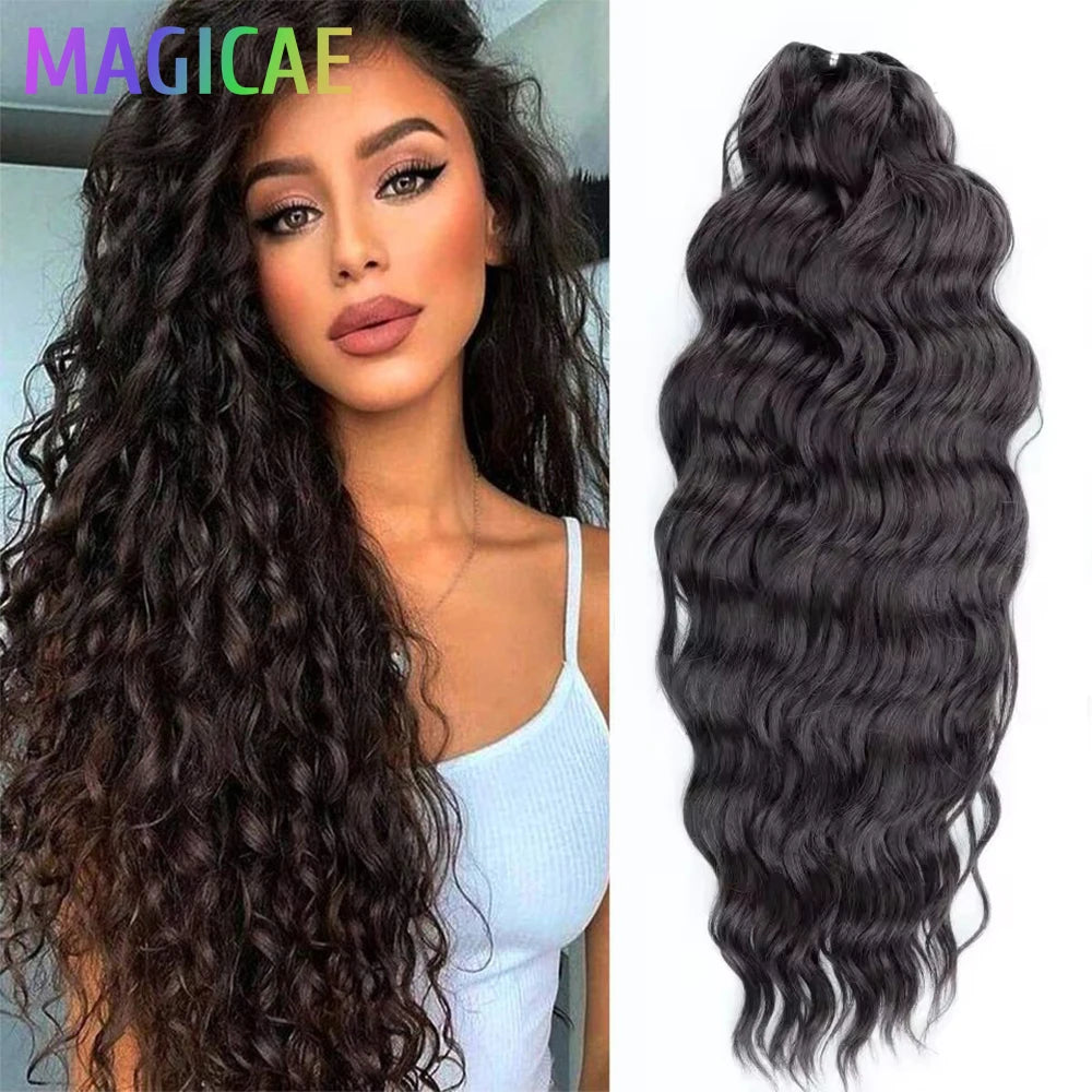Anna 3Pcs 24Inches Body Wave Crochet Ombre Rainbow 300g Colored Braids Pink Ombre Blond 613 Hair Extension Water White Sliver