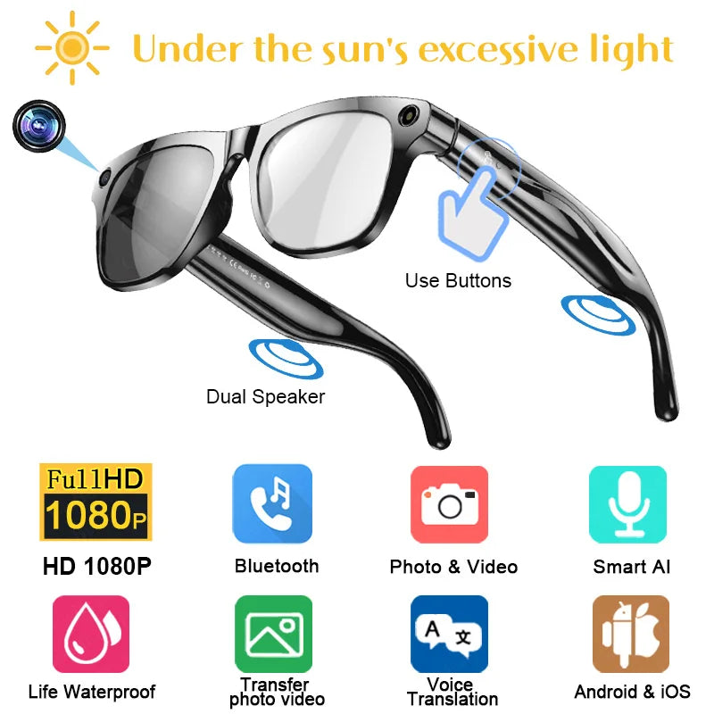 Xiaomi 6K HD AI Smart Glasses GPT 200W Pixel Camera Bluetooth Call 260Mah Battery Voice Assistant Control Colour Change Glasses