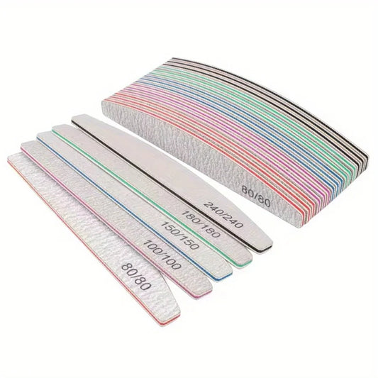 1/3/5/10Pcs Professional Nail File 80/100/150/180/240 Sandpaper Strong Thick Sanding Half Moon Lime nail accessories and Tools