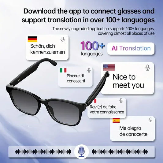 SENBONO 2025 New Smart Glasses with AI Translation Smart Glasses Outdoor Sport Fishing Driving Sunglass for IOS Android Xiaomi