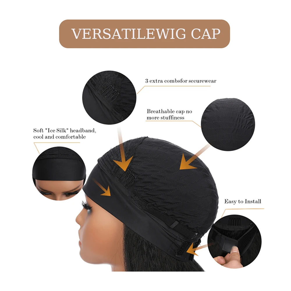 Short Straight Headband Synthetic Natural Kinky Curly Black Wigs for Black Women Daily Party Use Heat Resistant Fake Hair 