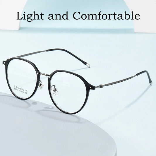 YIMARUILI New Retro Round Women's Glasses Ultralight Titanium Alloy Fashion TR90 Optical Prescription Eyeglasses Frame Men 82007