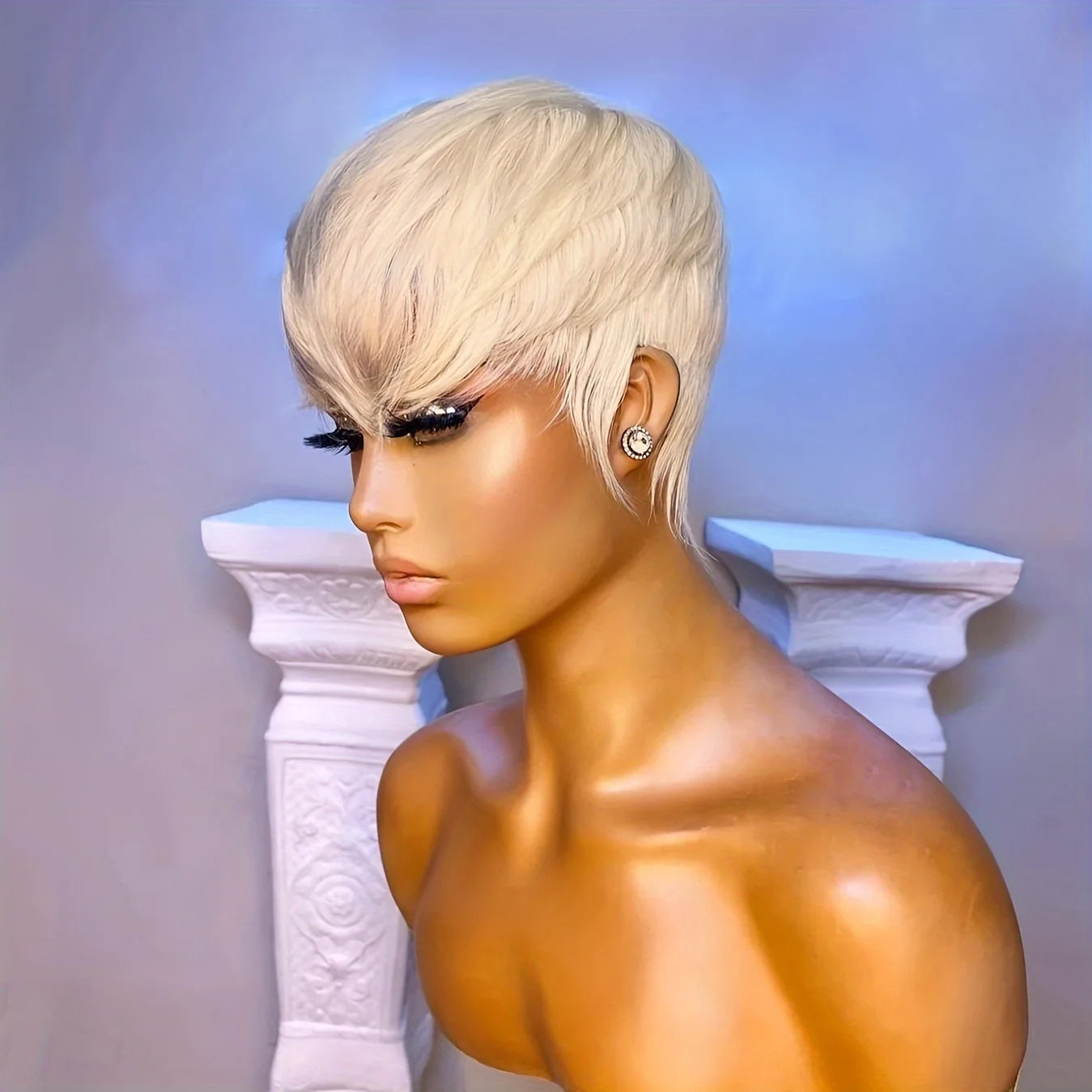 613 Blonde Wigs Short Cut Bob Human Hair Wigs With Bangs For Women 100% Human Hair Wig Full Machine Made Pixie Cut Wig