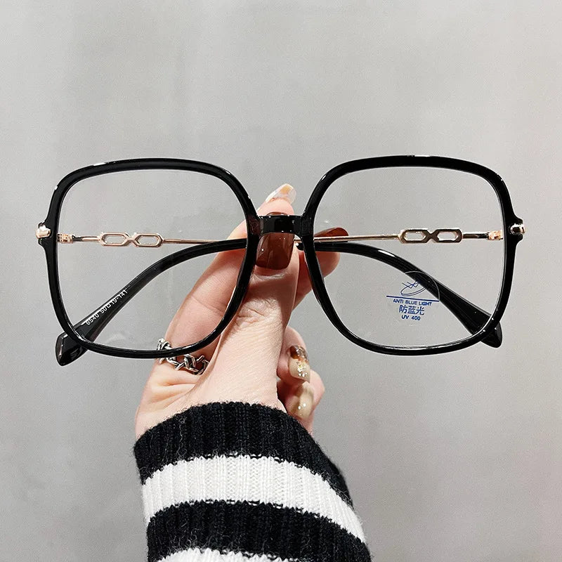 Big Square Shape Women's Glasses frame Korean Stylish Blue Light Blocking Eyeglass Frames TR90 Material Decorative Glasses