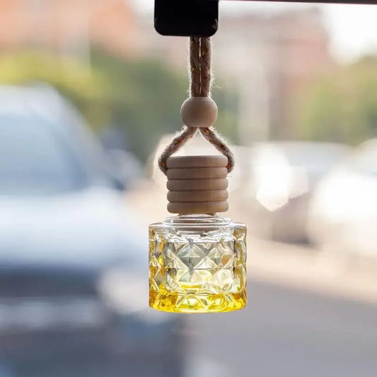 1Pcs Refillable Car Essential Oil Diffuser Bottle Empty Car Air Freshener Pendant Perfume Glass Bottle With Wooden Caps