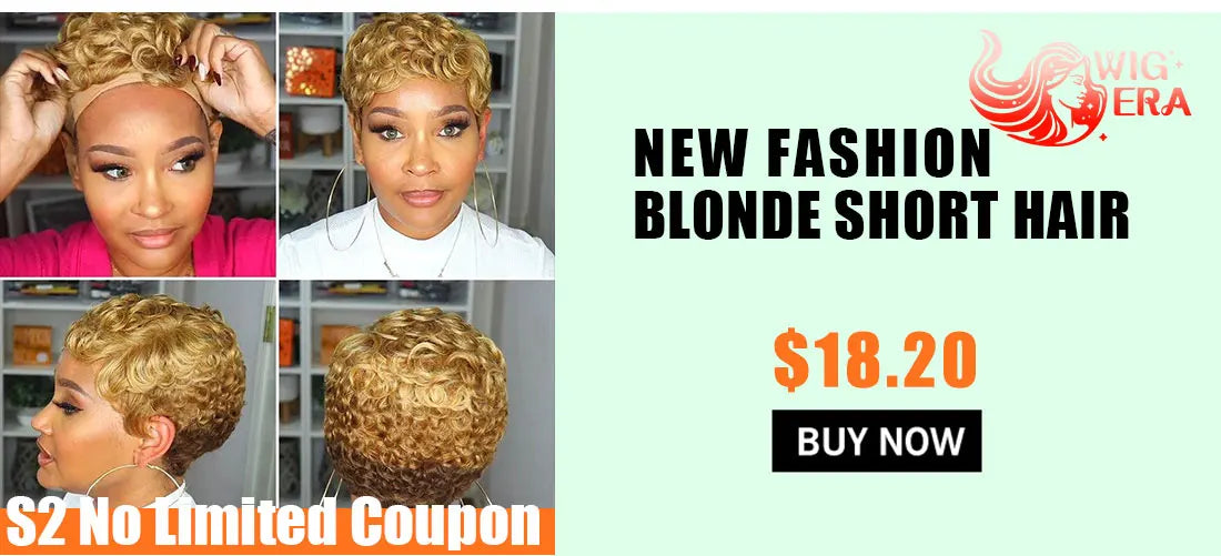 WIGERA Highlight Synthetic Wigs Short Straight Pixie Cut Hair Bob Wig Honey Gold Mix Black Hair For Woman
