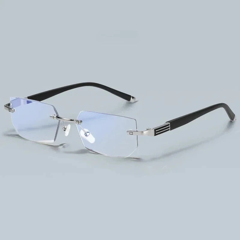 Men Blue Light Blocking Reading Glasses Women Dimond Cutting Rimless Eyeglasses Frame Anti Fatigue Hyperopia Presbyopic Eyewear