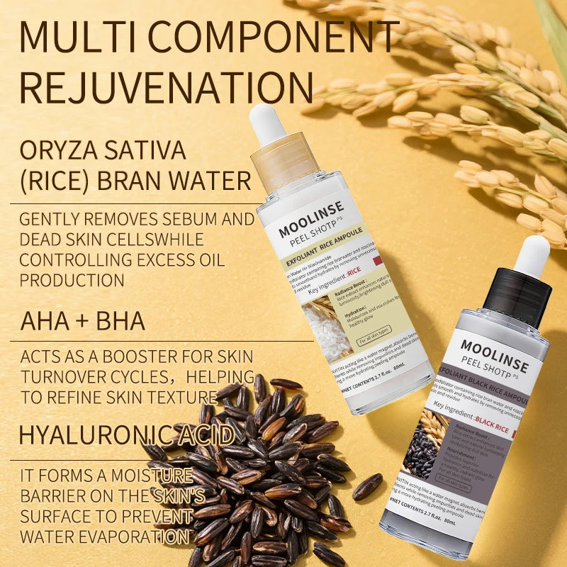 Korean White And Black Rice Exfoliating Serum Facial Moisturizing Soften Blackhead Removal Hydrating Pore Shrinking Skin Care