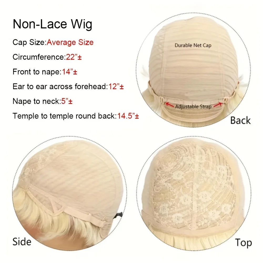 613 Blonde Wigs Short Cut Bob Human Hair Wigs With Bangs For Women 100% Human Hair Wig Full Machine Made Pixie Cut Wig