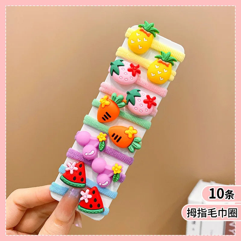 10Pcs/Set Fashion Cute Children's Rubber Band Girl's Hair Ties High Elastic Durable Hair Accessories Do Not Hurt Hair Scrunchie