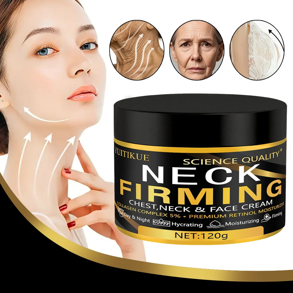 YUITIKUE Neck Firming Cream 120g - Retinol & 5% Collagen, Day/Night Moisturizer, Lifts Chest, Neck & Face, Anti-Aging
