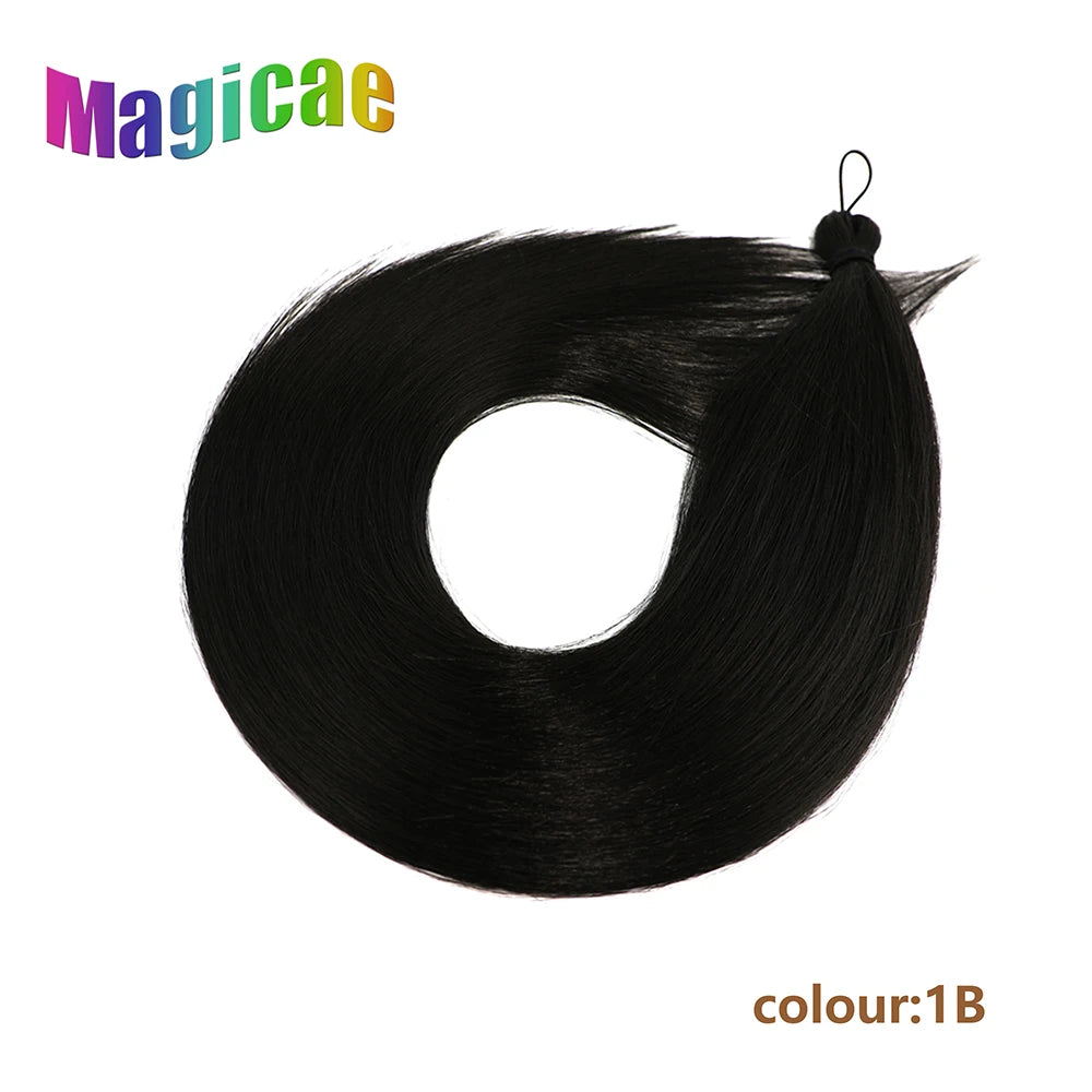 Magicae Braiding Crochet Hair High Heat Resistant 3Pcs 28inches Synthetic Ombre Brown Silver White Straight Bundles Extension