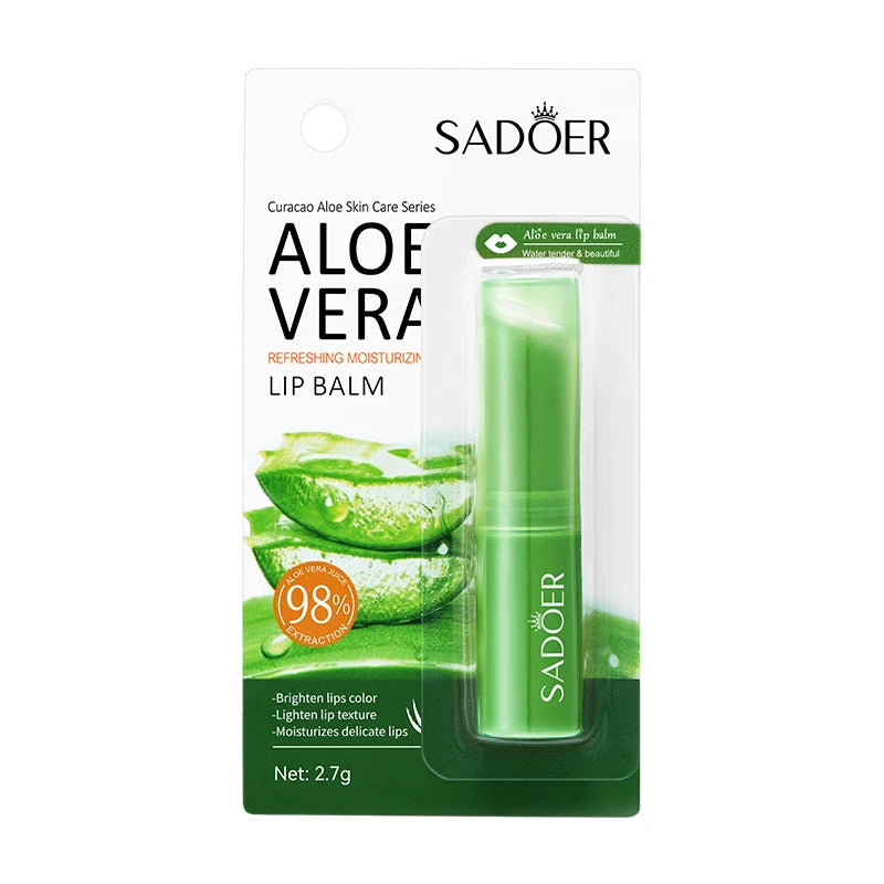 24pcs SADOER Aloe Vera Lip Balm Moisturizing Anti Cracking Hydrating Nourishing Anti Wrinkles Lipstick Lips Skin Care Products