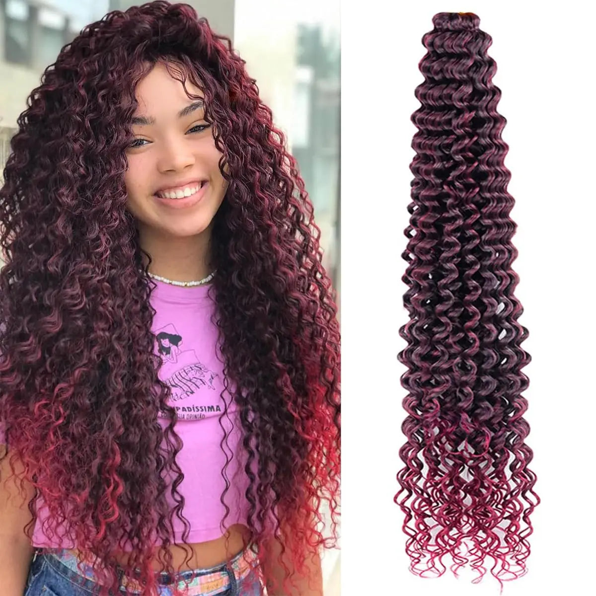 Deep Wavy Twist Crochet Hair Boho Braid Hair Synthetic Curly Hair Crochet Braids High Temperature Fiber Braiding Hair Extensions