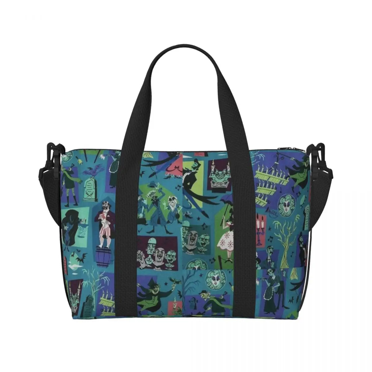 Custom Haunted Mansion Logo Groceries Shopping Tote Bags Women Large Capacity Halloween Grimace Ghosts Gym Beach Travel Bags
