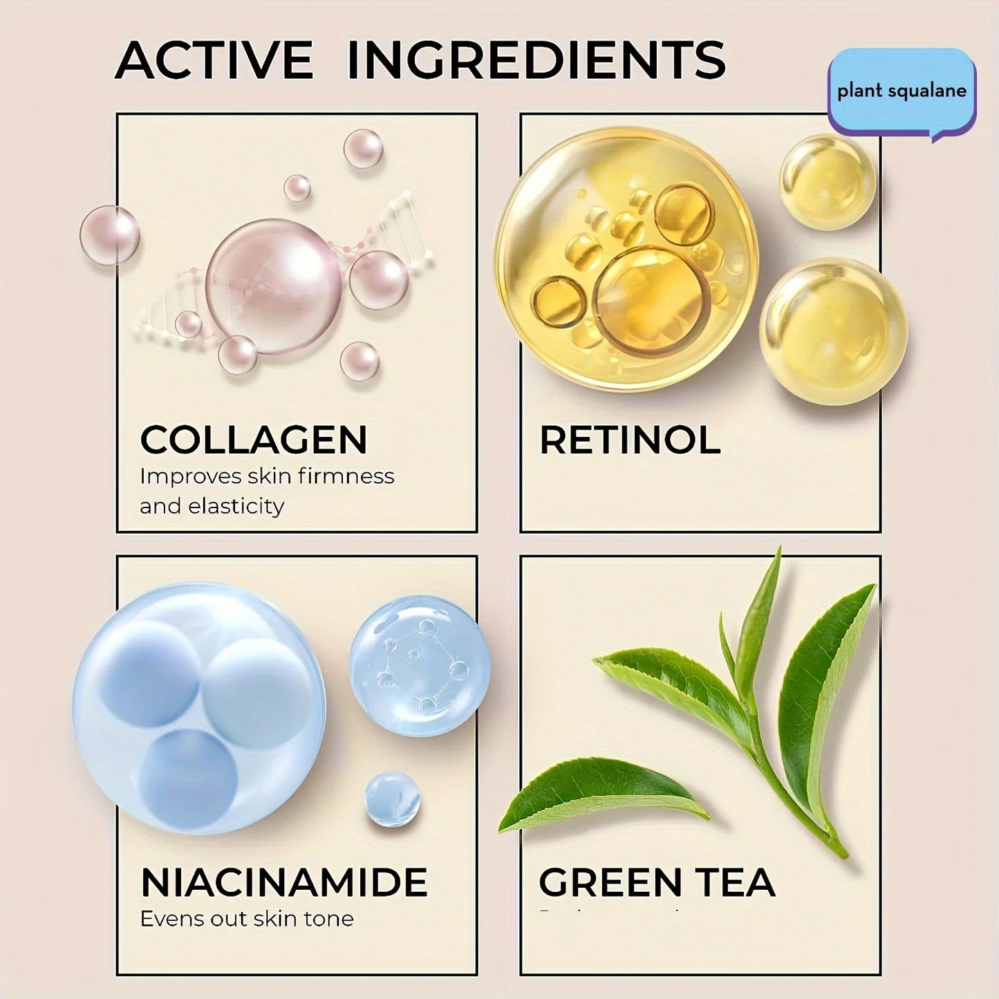 Niacinamide Hyaluronic Acid Collagen Face Cream with Airless Pump Collagen Botanical Stem Cells Cream for Skin with Retinol