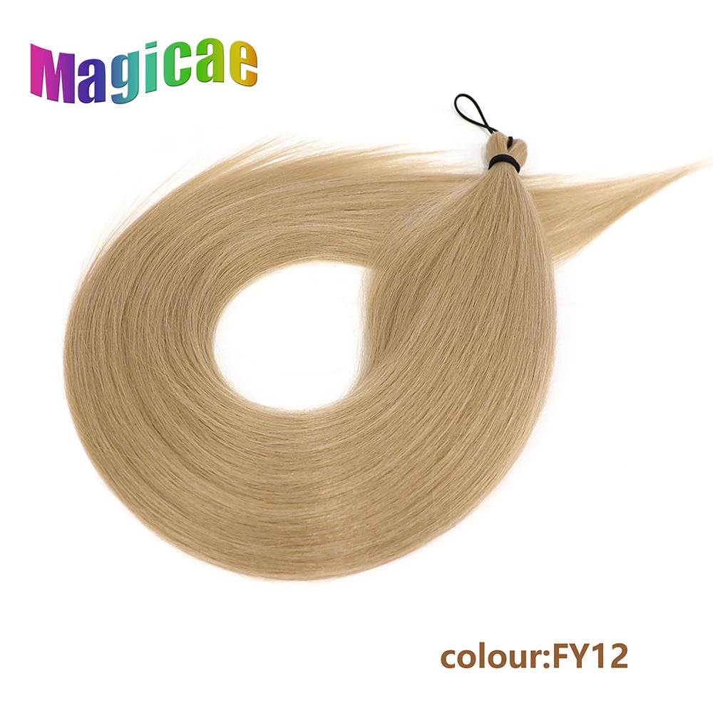 Magicae Braiding Crochet Hair High Heat Resistant 3Pcs 28inches Synthetic Ombre Brown Silver White Straight Bundles Extension