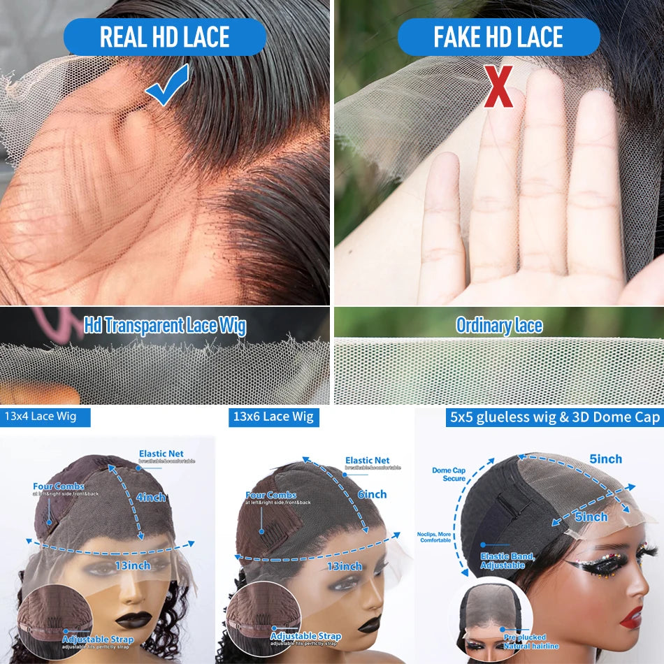 Xcurly Curly Short Bob Human Hair Wigs 13x4 13X6 HD Lace Frontal Wig Brazilian Deep Wave 5x5 Closure Wig For Women Pre Plucked