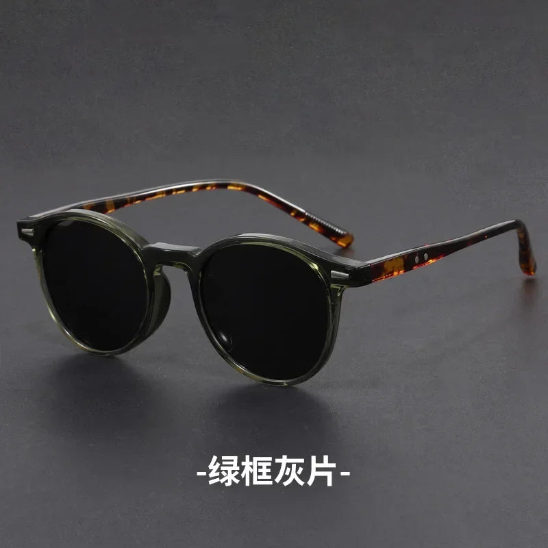Korean Ultra Light Polarized Sunglasses Round Frame UV400 Sun Glasses Retro Trendy Fashion Driving Shades Men Women Versatile