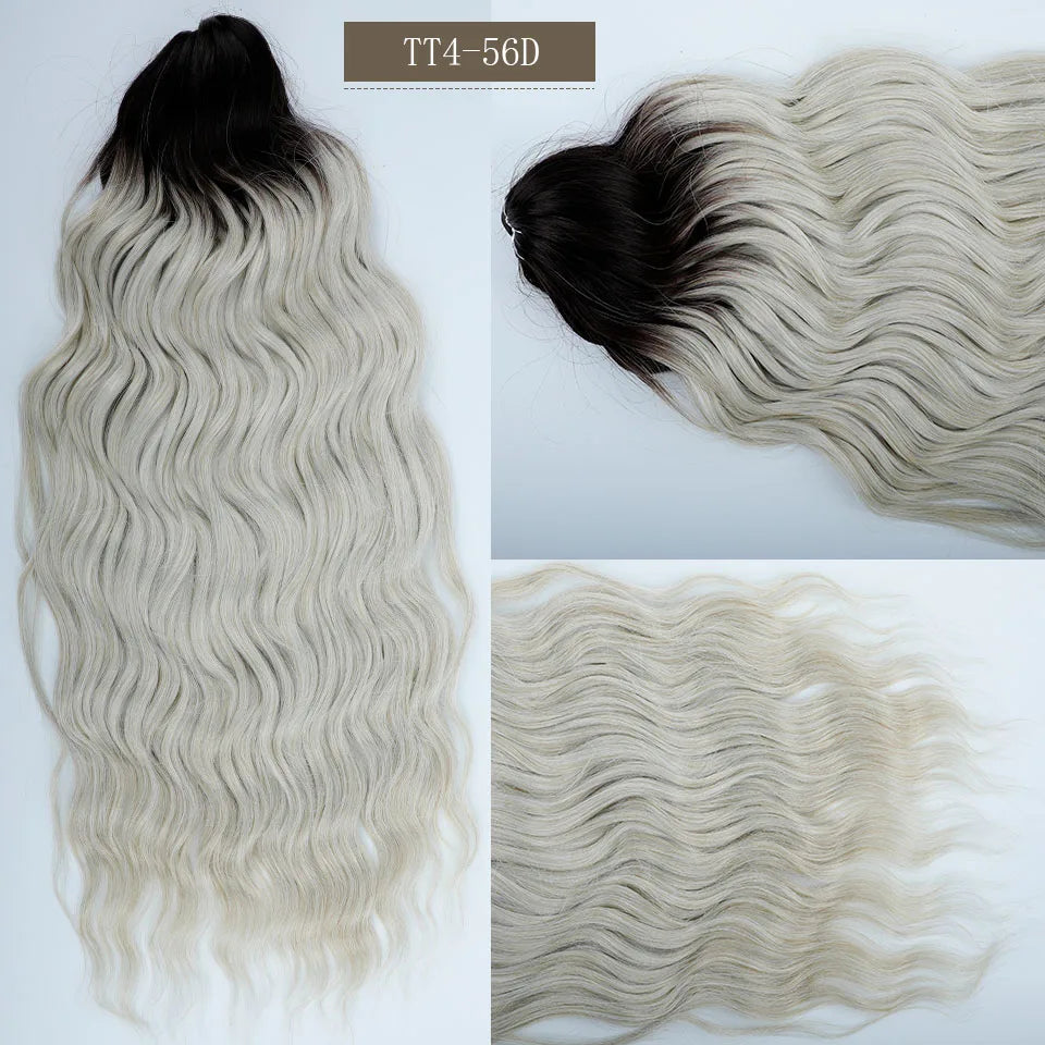 24Inches Pink Water Deep Wave Crochet Braiding 300g Ombre Brown White Synthetic Hair Extension Body Wavy Braids Hair Blond Twist