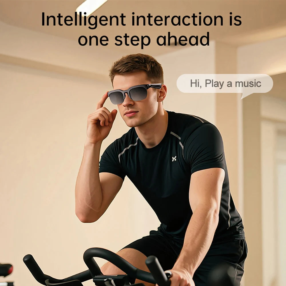 Smart Glasses Wireless Bluetooth 6.0 Stereo Headphones Call Music Outdoor Cycling Sunglasses Voice Control HIFI Anti-UV Glasses