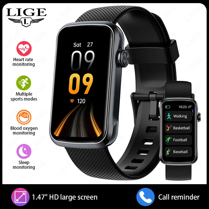 LIGE New Full Touch Screen Smart Watch Women Men Waterproof Sports Fitness Heart Rate Monitor Ladies Smartwatch For Android ios