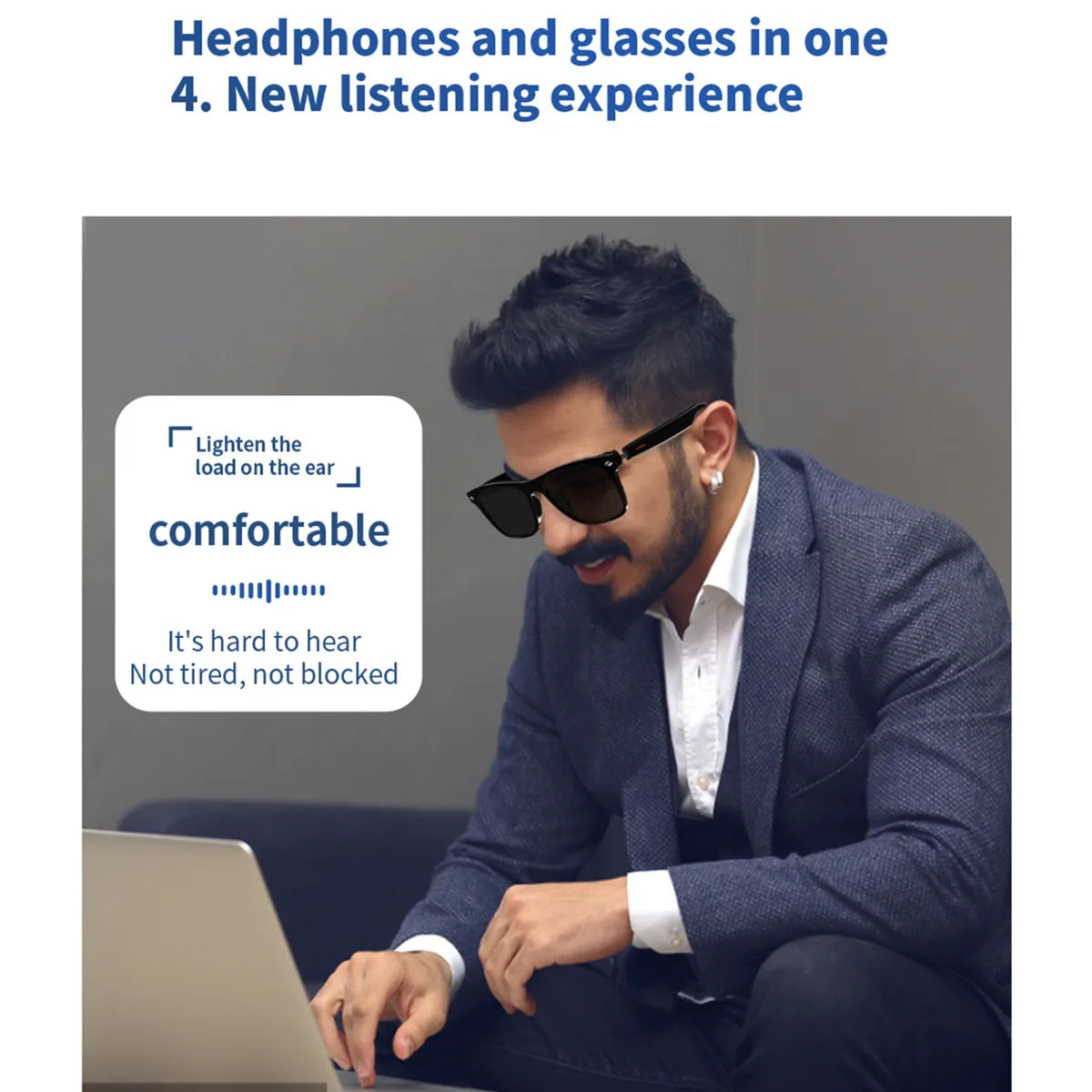 Smart Glasses Translate Language Support Custom Myopia Lens Navigation Voice Assistant Listen Songs AI Smart Glasses Translator