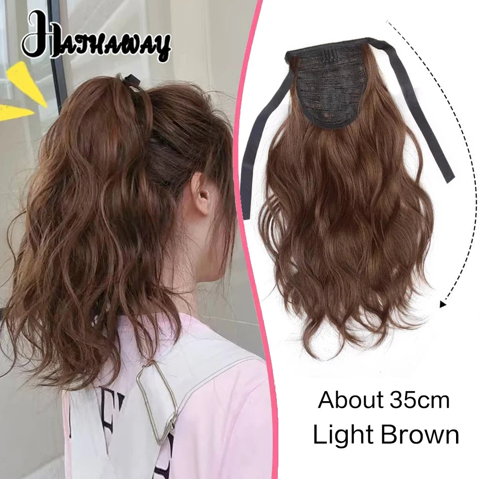 14 Inch Wavy Long Curly Hair Strap-type Pear Flower Curly Wig Ponytail Female Synthetic Fluffy Natural Shopping Commuting Wear