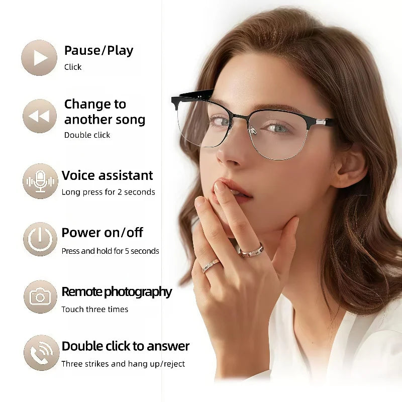 GS06 AI Bluetooth Glasses translation Earphones With Camera Automatic voice Smart glasses Multi-function keys For Sports