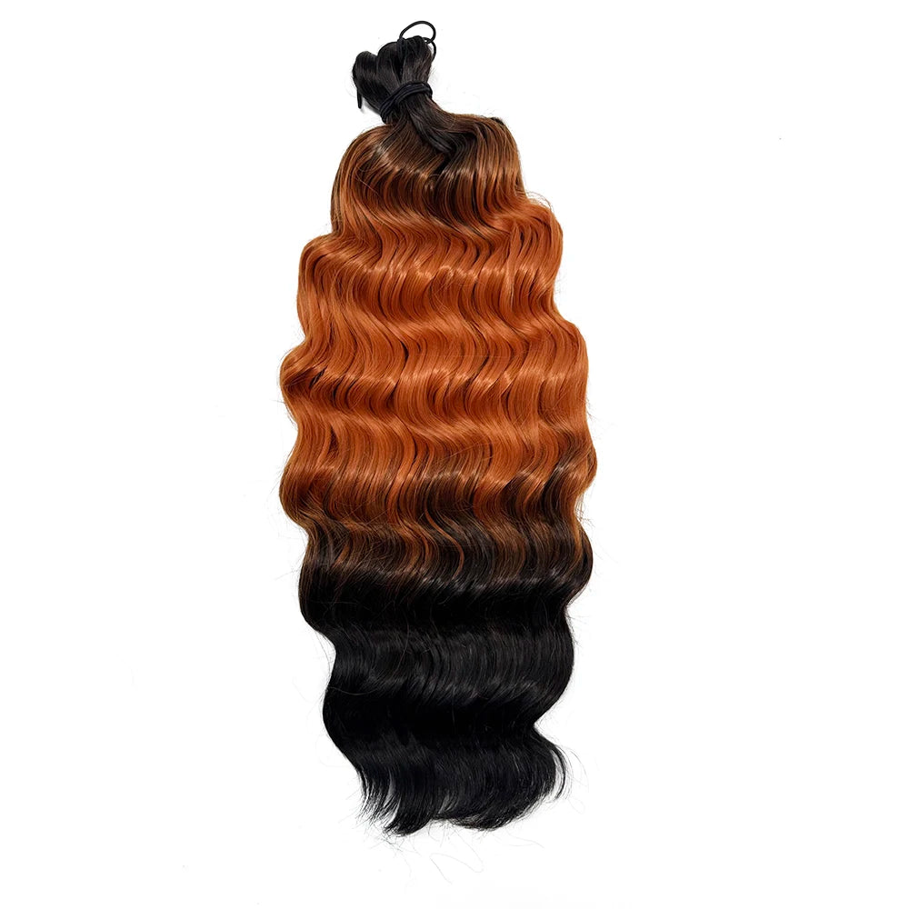 Anna 24Inches 3Pcs Crochet Rainbow Pink Water Deep Wave Ombre Highlight Sliver White Synthetic Hair Extension Wavy Braids Hair