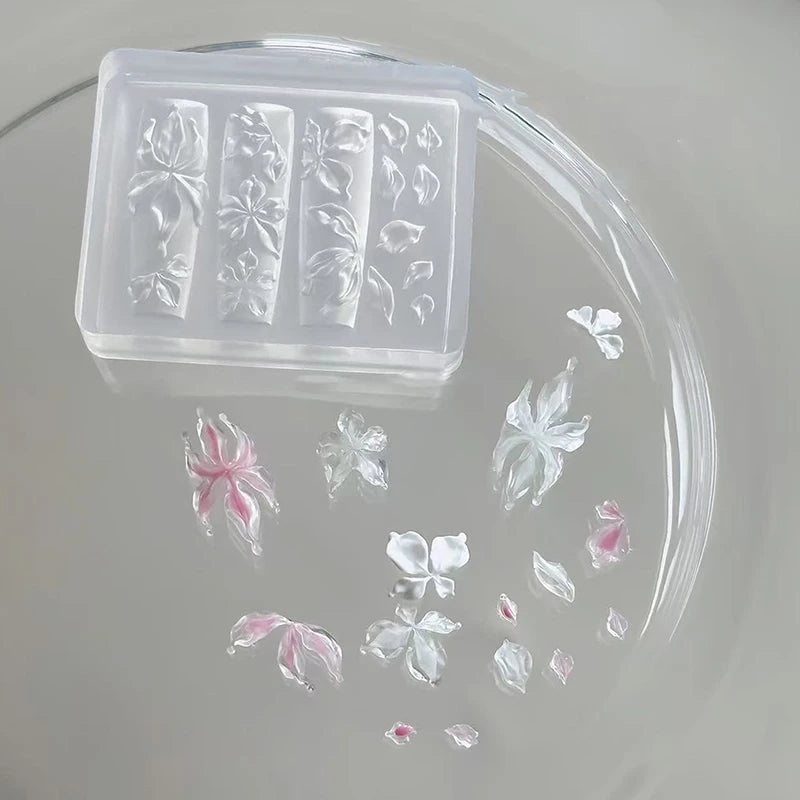 1 Pcs Lily Flower Sea Shell Conch Coral Starfish 3D Acrylic Nail Mold Nail Decorations DIY Silicone Manicure Mold Nail Art Mold