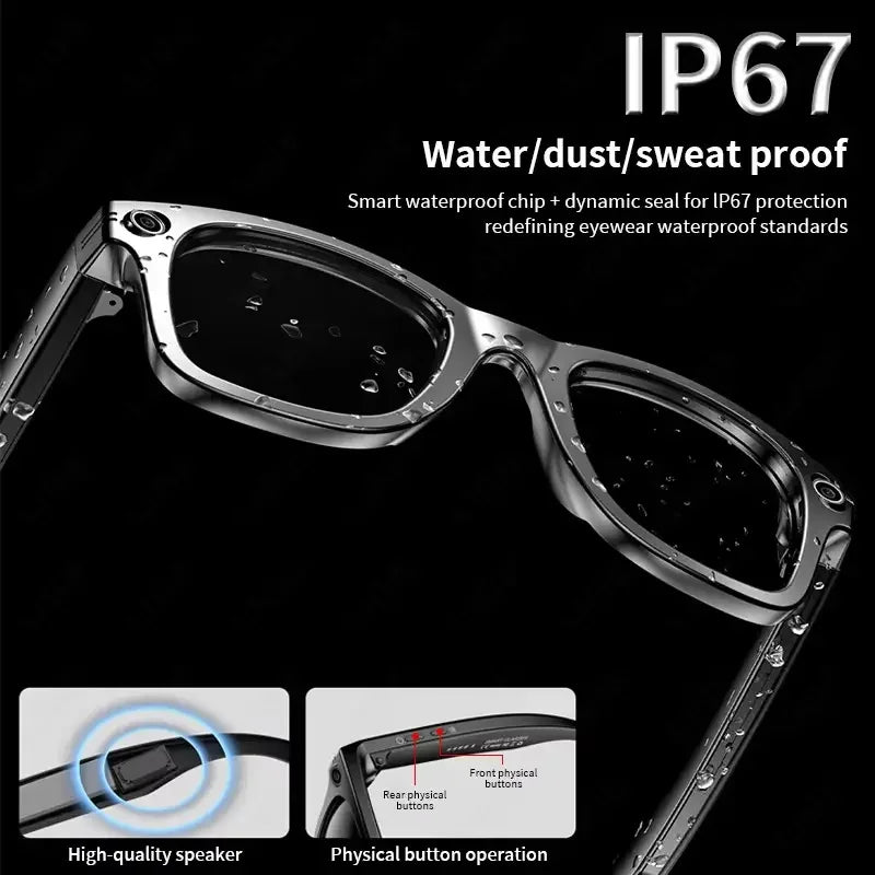 Outdoor 800W Pixel Photography Smart Glasses Men AI Translation Video Recording Voice Assistant Waterproof Fashion Glasses Women