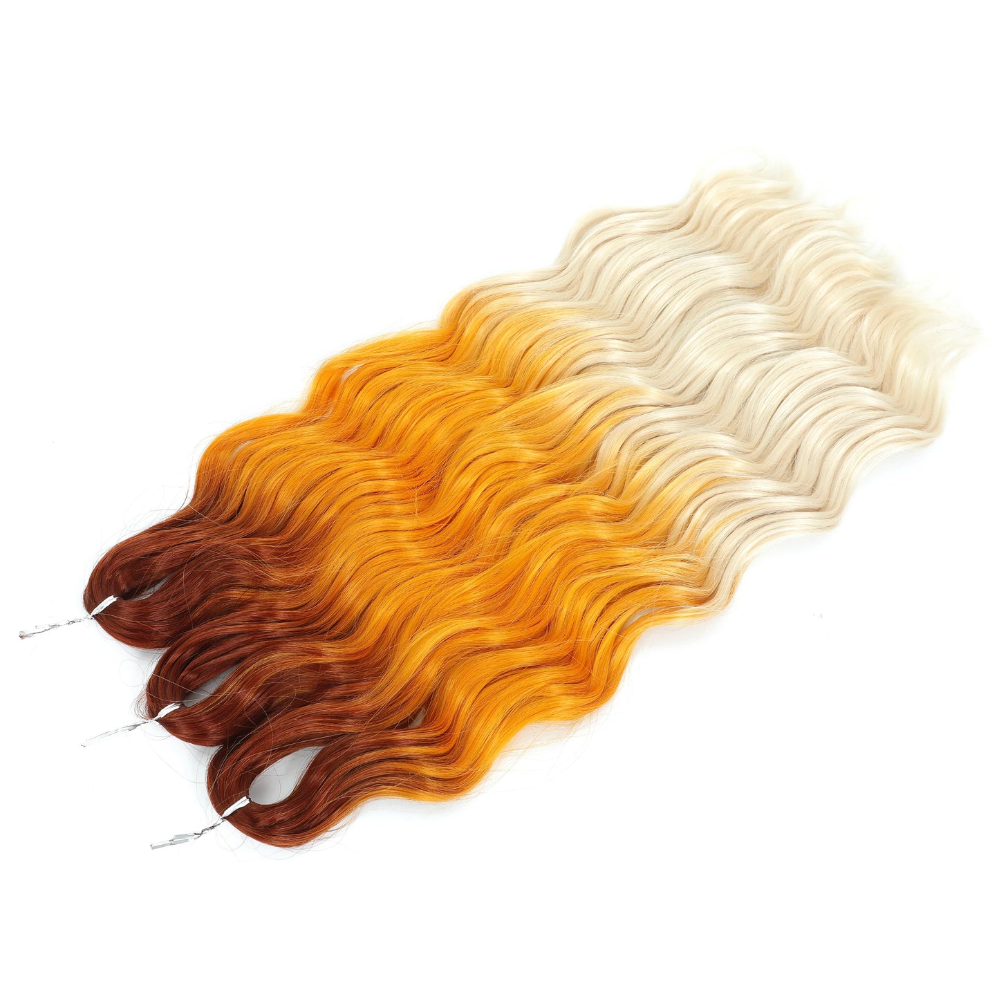 Anna 3Pcs 24Inch 300g Ombre Rainbow Pink Loose Deep Wave Twist Crochet Braids Sliver White Synthetic Hair Wavy Extension Braids