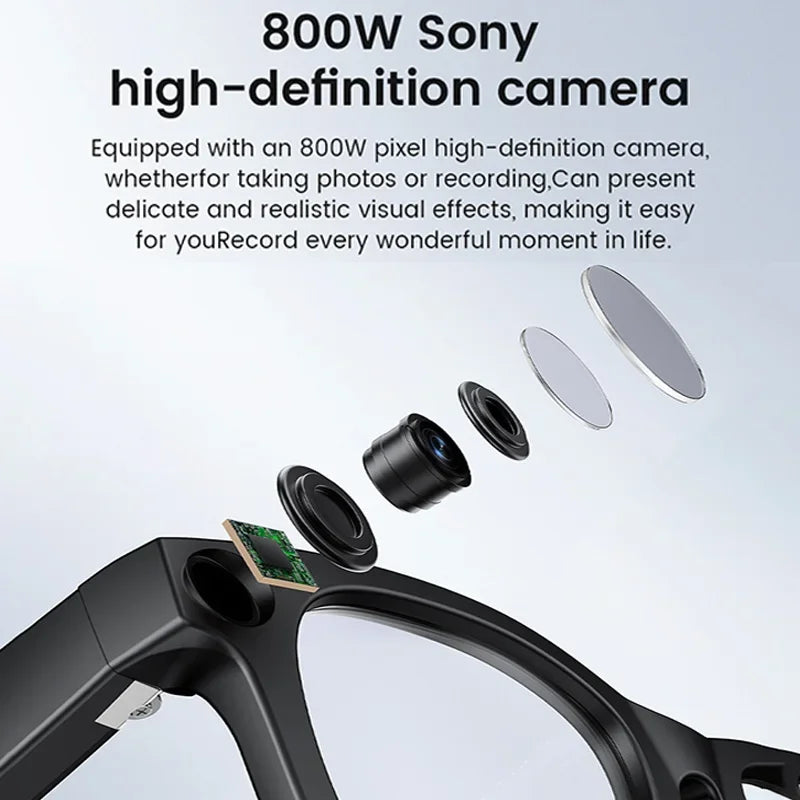 Al Smart Glasses 800W HD Camera Anti Shake 1080P HD Video Recording Translation Touch Al Voice Wireless Call Smart Glasses