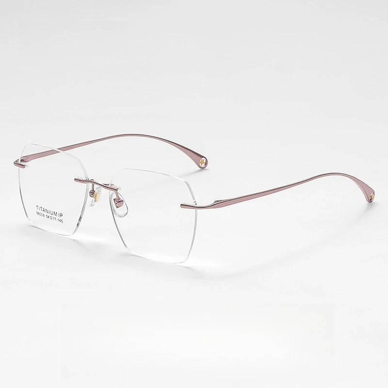 YIMARUILI Ultra-light Fashion Polygonal Luxury Myopia Eyewear Men Retro Pure Titanium Optical Prescription Rimless Glasses Women