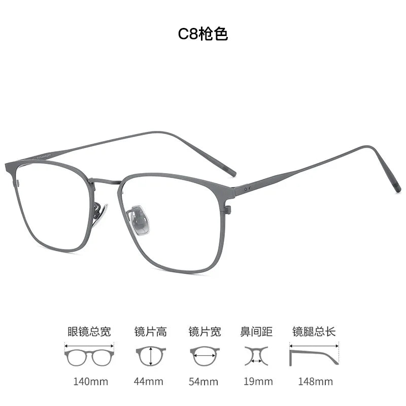 54-19 Ultra-light Rectangular Pure Titanium Glasses Frame Myopia Men Business Full Frame retro Anti-blue Light Reading Glasses