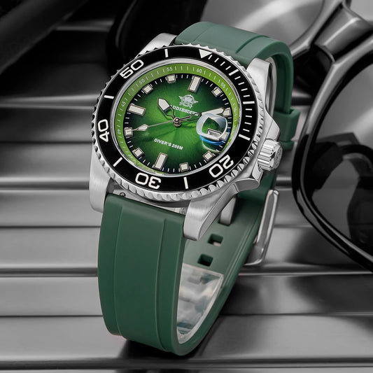ADDIESDIVE NEW Diver Watch For Men Top Brand Waterproof Luminous Quartz Wristwatch Green/Red/Orange Dial Stainless Steel Watches
