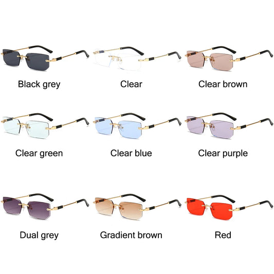 Y2K Shades Eyewear Rimless Rectangle Sunglasses for Women & Men Frameless Sun Glasses UV400 Protection Fashion Accessory