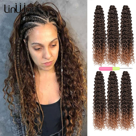 Long Deep Wave Braiding Hair 28 Inch Ocean Wave Crochet Hair Synthetic Deep Curly Crochet Hair Extensions For Black Women