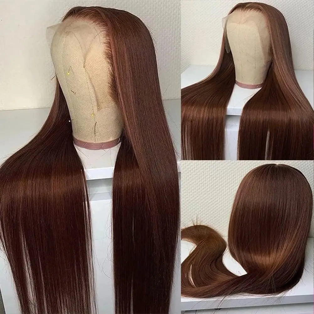 30 Inch 13x4 Lace Front Wig Human Hair Bone Straight Brown Colored Burgundy hd Transparent Lace Frontal Wigs Clearance Sale
