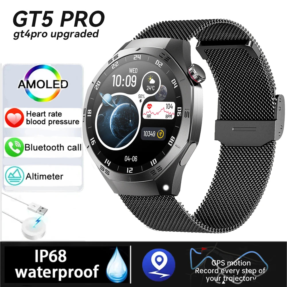 Original New S5 Smartwatch Men 360*360 HD AMOLED Screen GPS Motion Track Heart Rate Bluetooth Call IP68 Waterproof Smartwatch