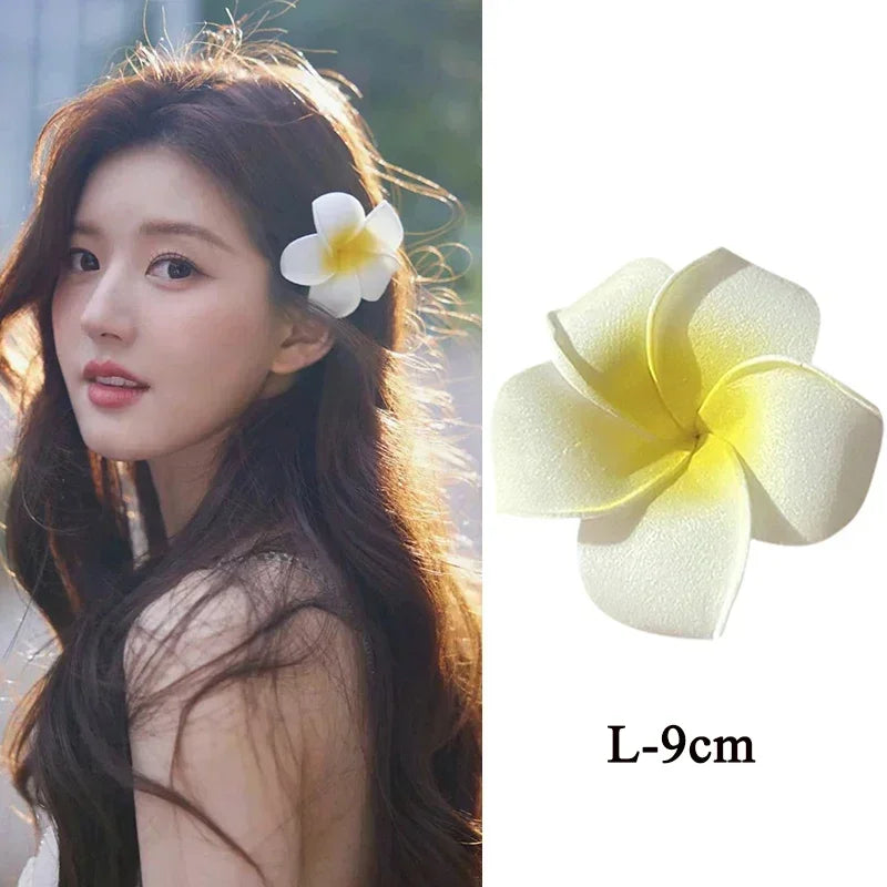 Fashion Women Plumeria Flower Hair Clips Girls Aesthetic Hairpins Egg Flower Barrette Party Bag Hair Accessories