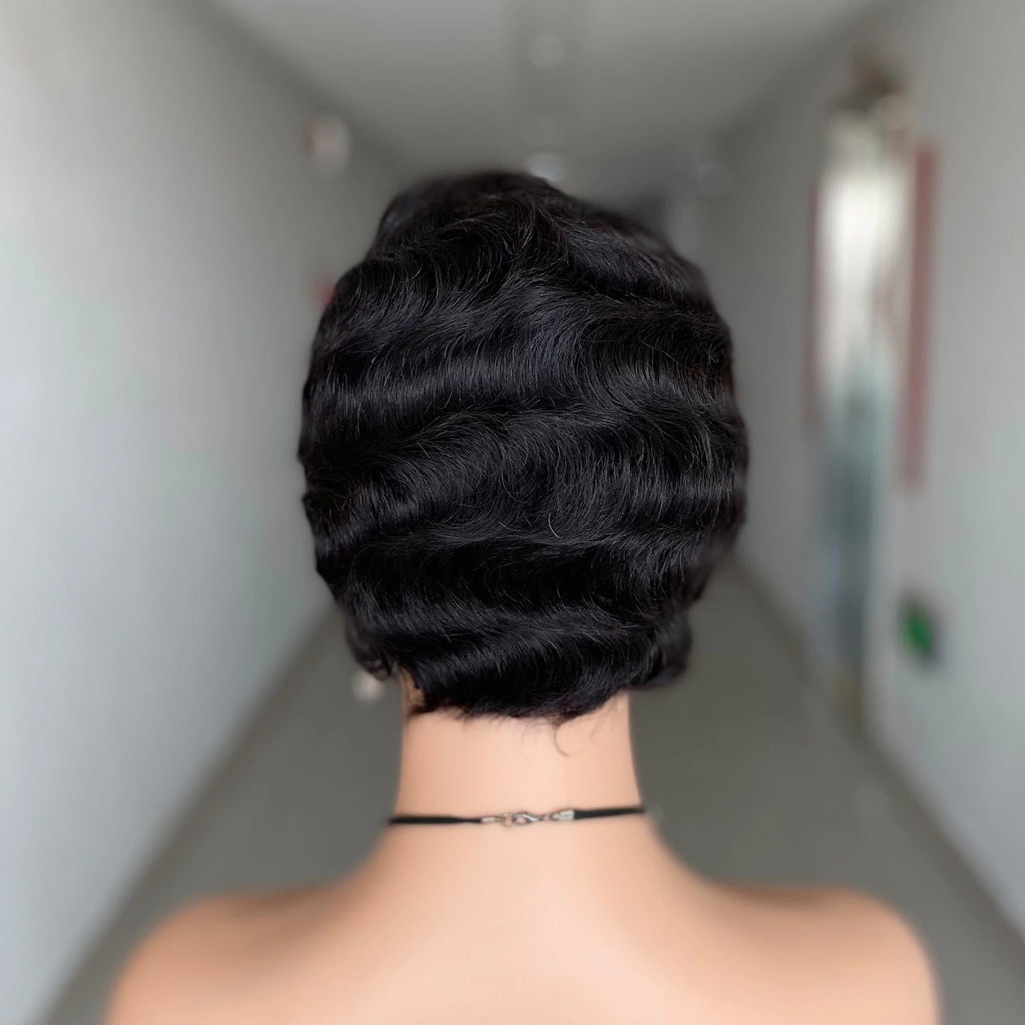 Short Finger Wave Wig Brazilian Human Hair Wig For Women Brown Short Ocean Wave Wig Peruca Burgundy Pixie Cut Machine Wigs