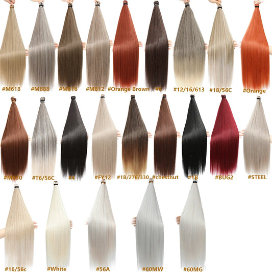 Ariel Straight Pony Tail Synthetic Hair 28 Inch Bundles Crochet Braids Hair Ombre Brown Crochet Hair Extensions For Women