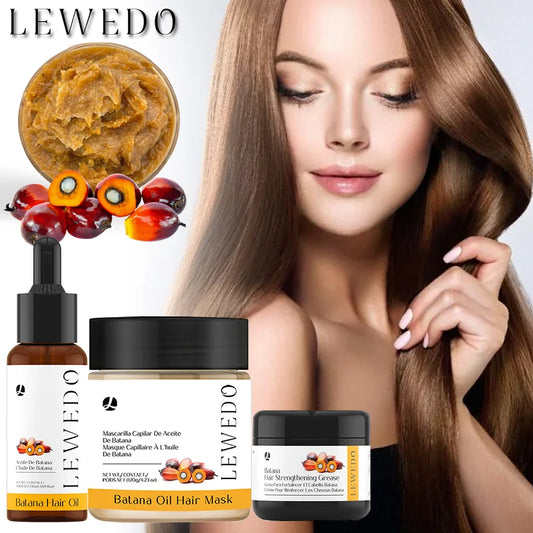 Lewedo Natural Batana Hair Growth Oil Set For Men Women Reduce Hair Loss Treatment Serum Nourish Scalp Anti-Breakage Hair Mask