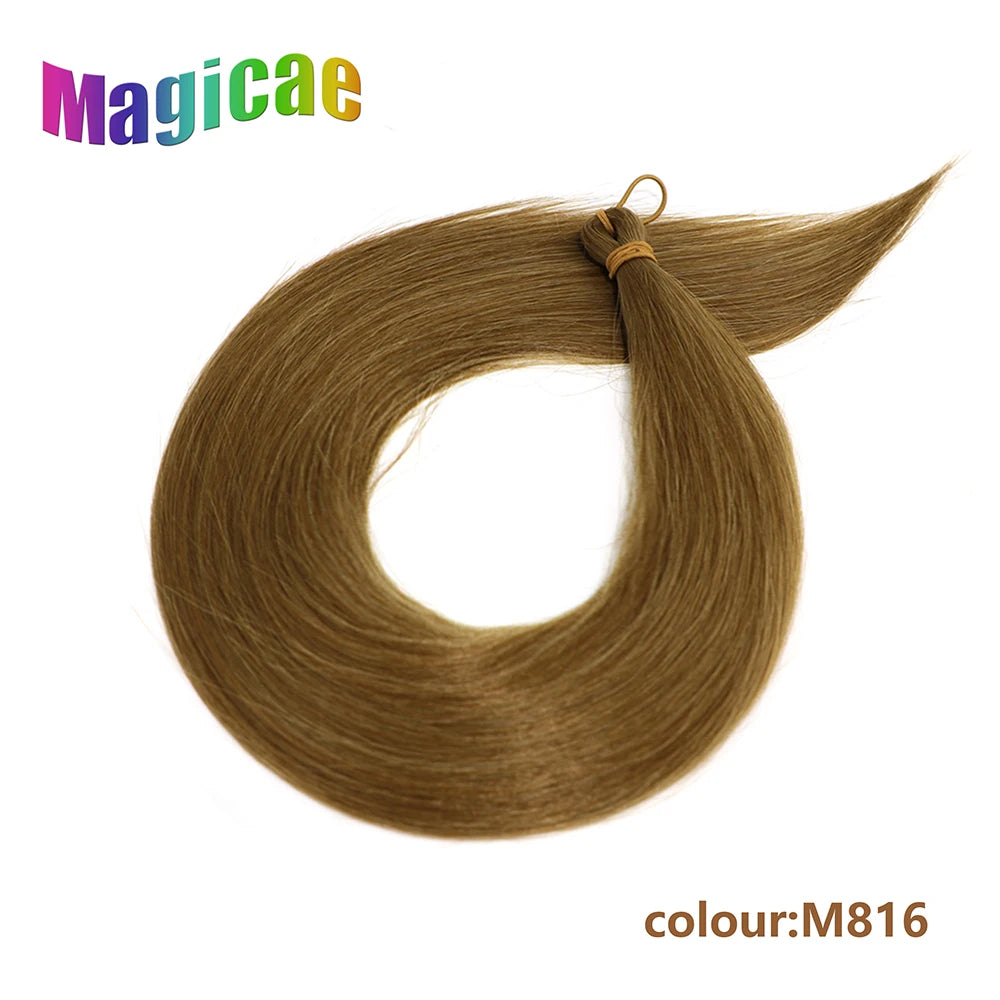 Magicae Braiding 28inches Hair 72cm Heat Resistant Ash Blonde Ombre Brown Sliver White 60# Cold Fusion Micro Crochet Hair Weave
