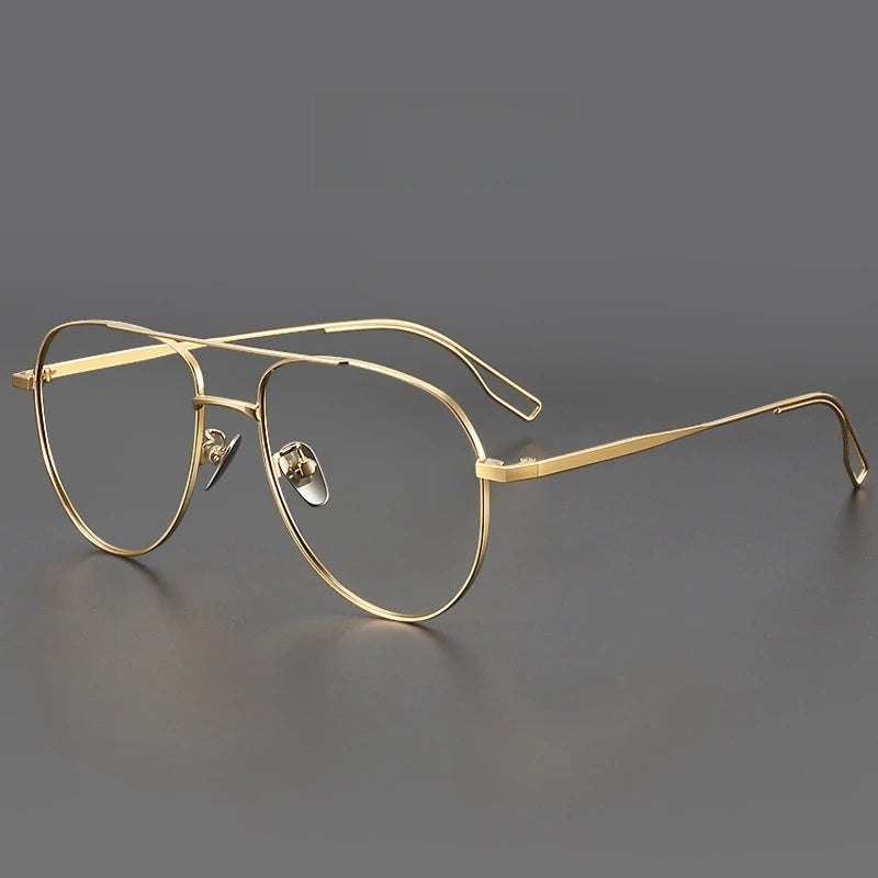 FIRADA New Fashionable Comfortable Pilot Glasses Retro Double Beam Pure Titanium Prescription Eyewear Frames For Men 061-C