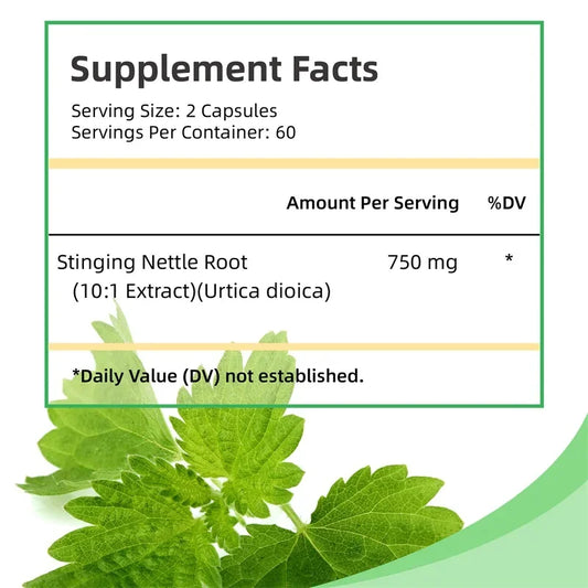 Stinging Nettle Root Capsules - Supports Prostate and Urinary Tract Health, Promotes Hair Growth, Reduces Urinary Frequency