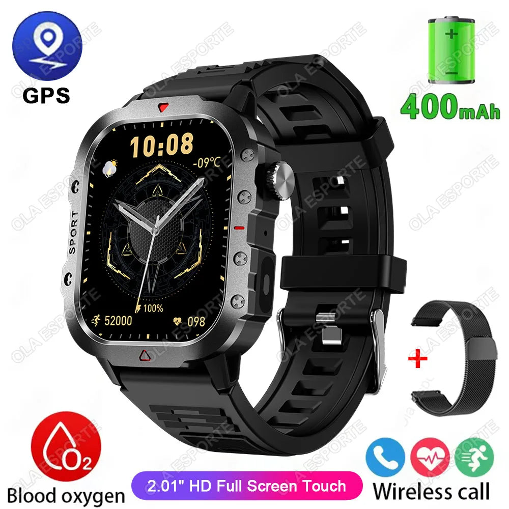 New Military GPS Smart Watch Men Flashlight Waterproof Outdoor Sport Tracker Bluetooth Call Smartwatch Man Women For Android IOS